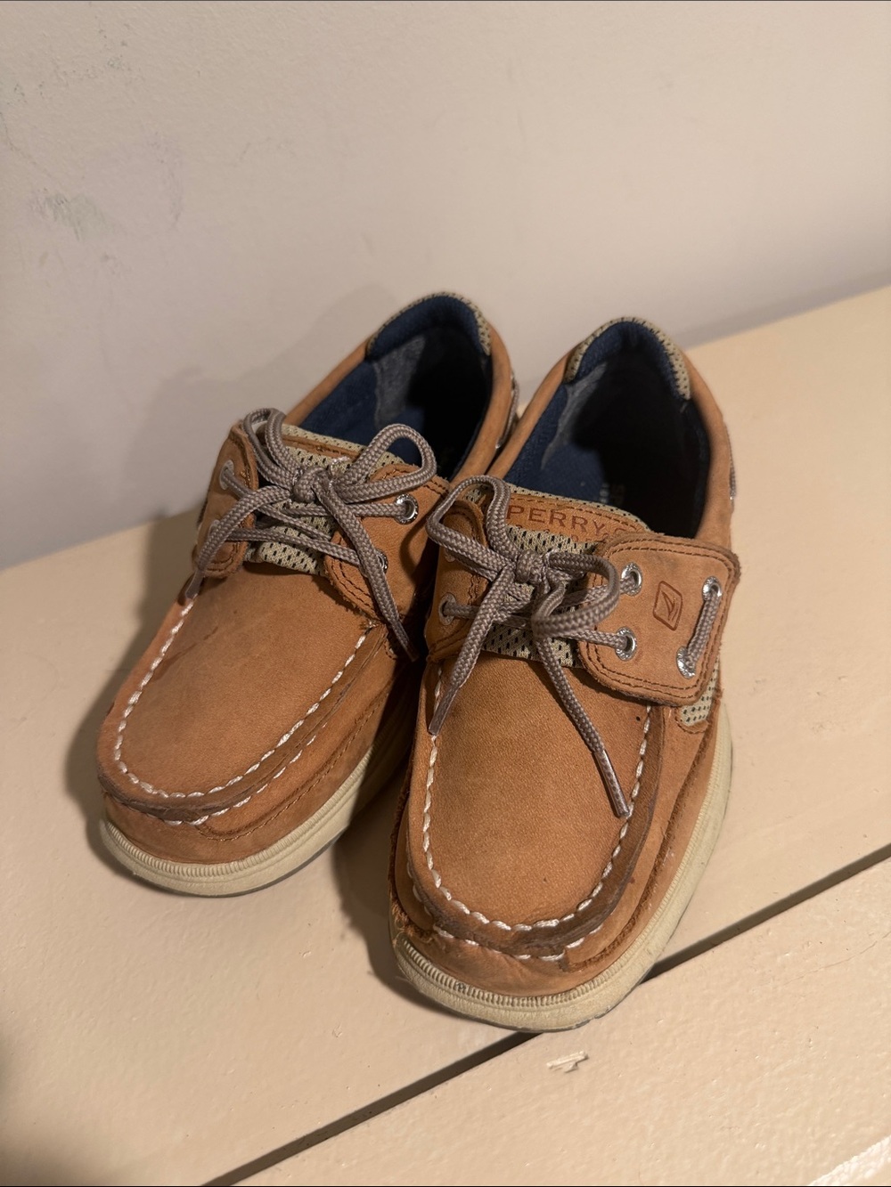 Sperry Tan Suede Kids Boat Shoes